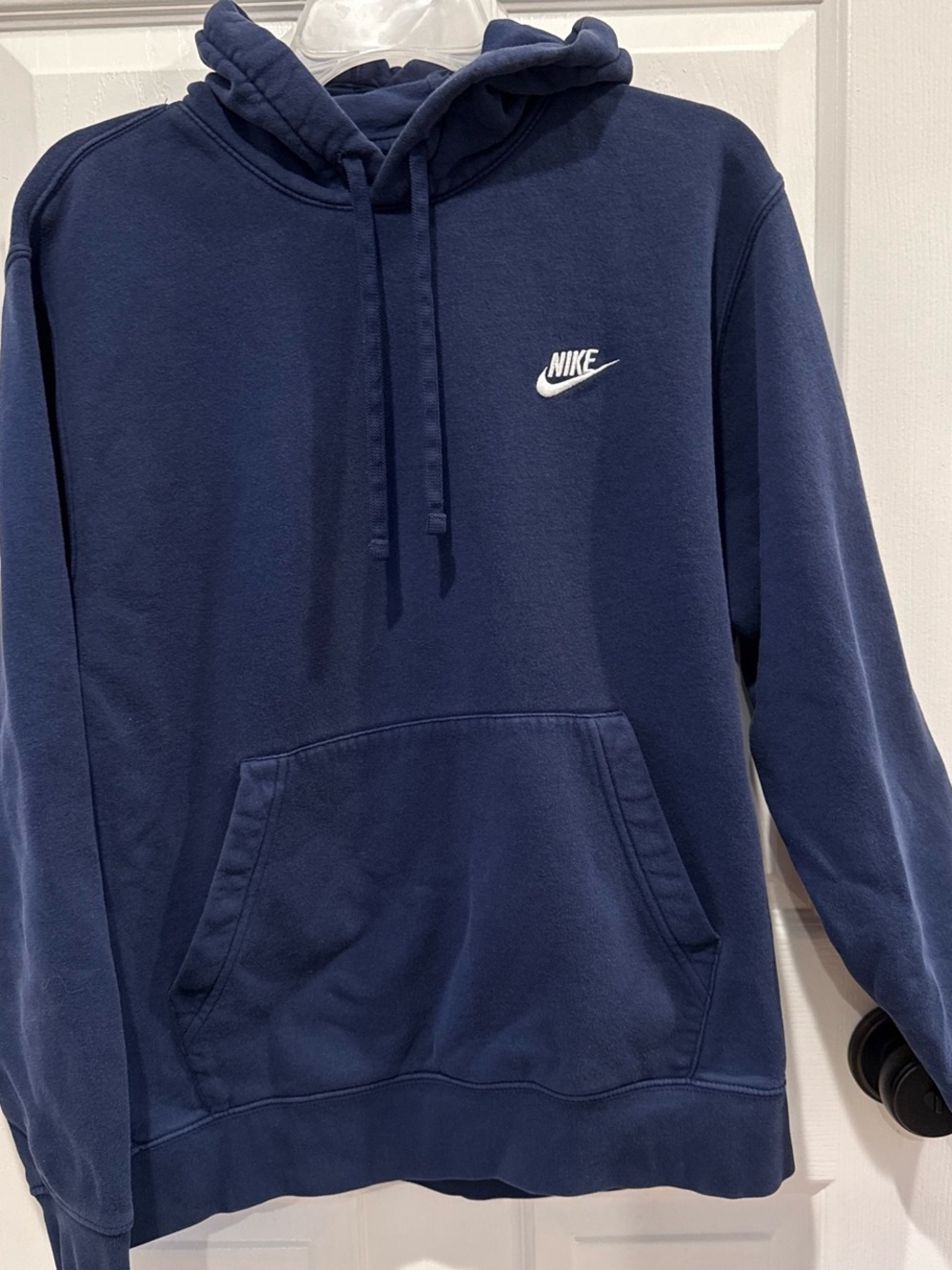 Nike Men's Dark Navy Pullover Hoodie with White Logo
